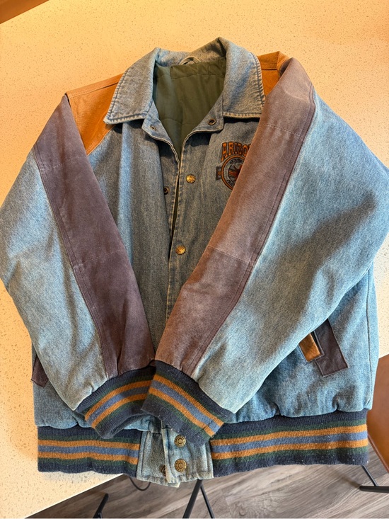 Other - Men's Denim and Suede Patchwork Jacket - Blue & Brown